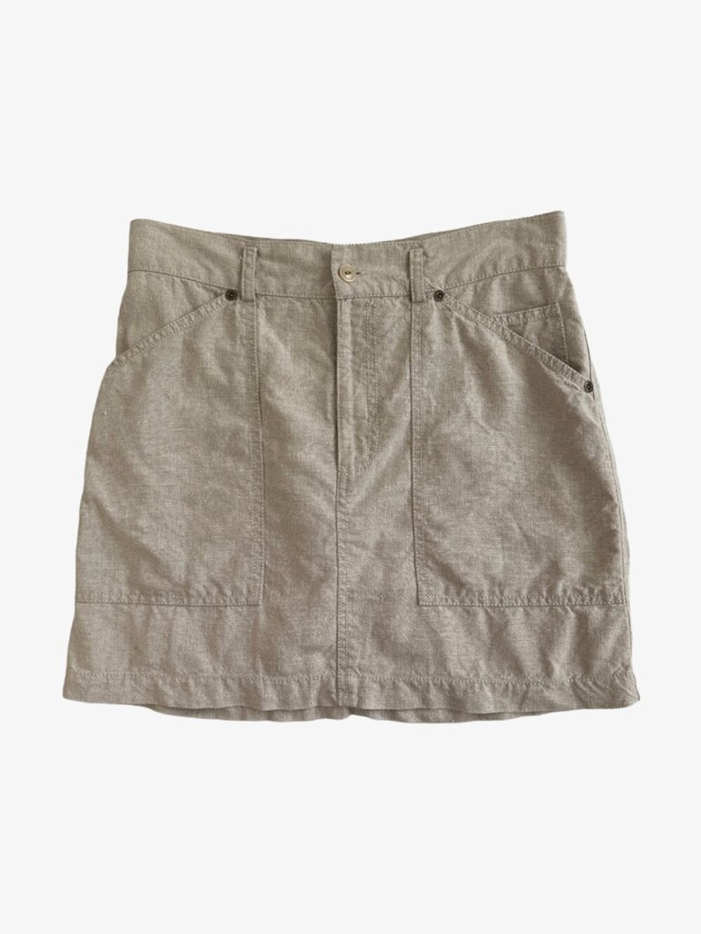 Vintage 90's Beige Linen Cargo Pocket Mini Skirt by DKNY Jeans